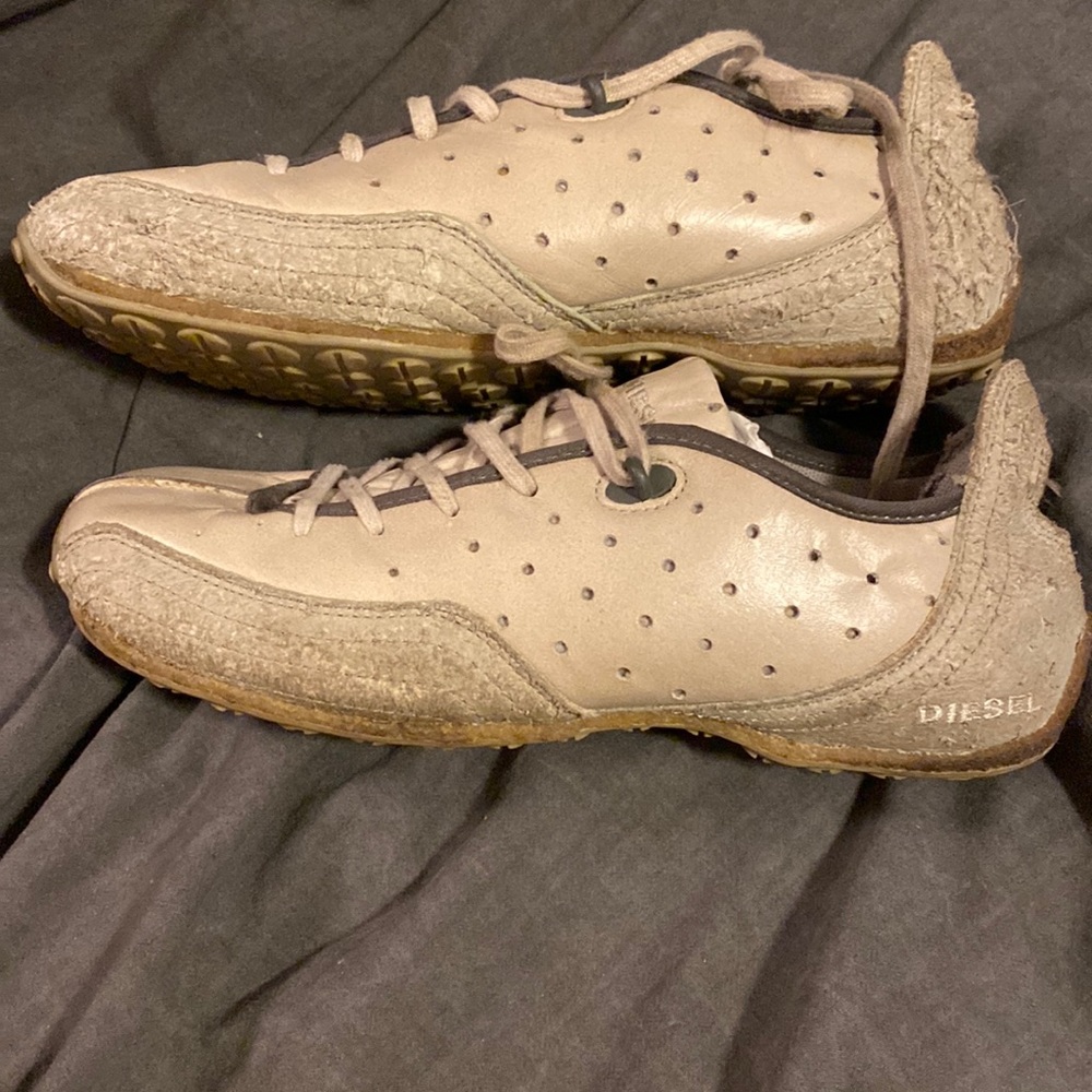 Diesel size 7 , unique, greyish/tan sneakers